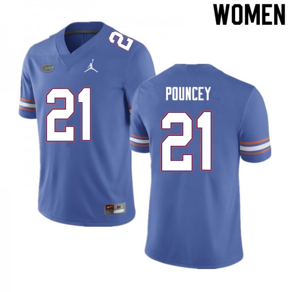 Women #21 Ethan Pouncey Florida Gators College Football Jersey Blue